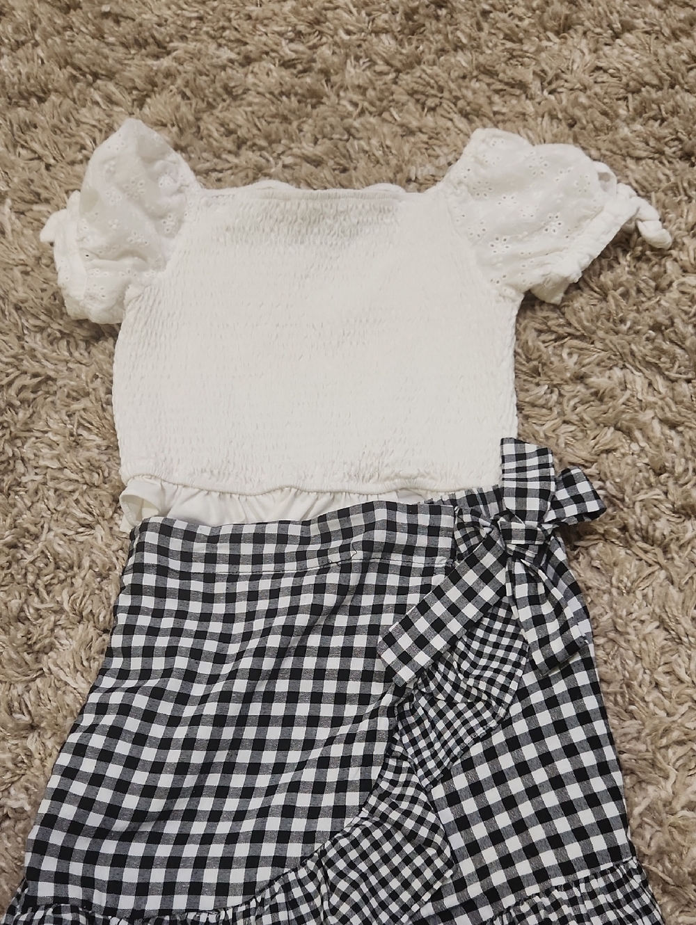 Rare Editions White Smocked Bodice Top